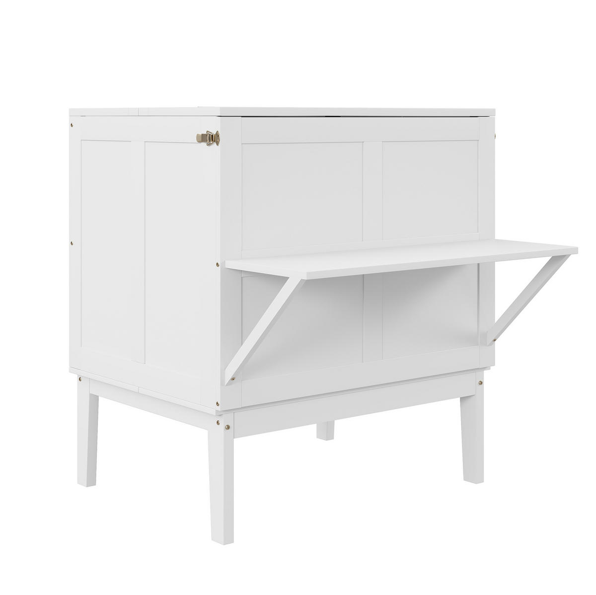 BETT vertikal klappbar 90x200 cm Weiß mit Stauraum - Weiß, Holzwerkstoff (90/200cm) - Beauniv