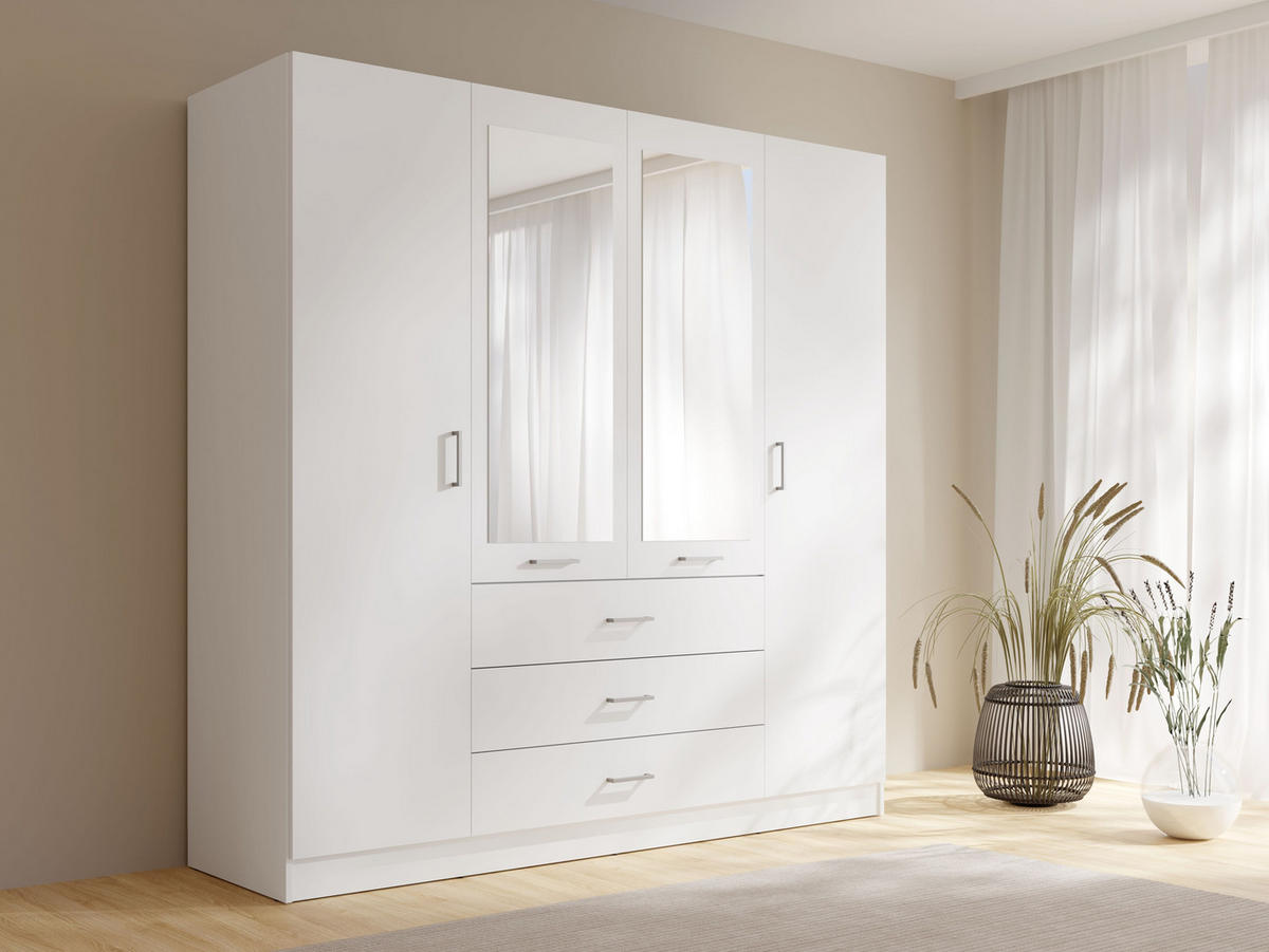 KLEIDERSCHRANK Weiß 200/200,5/58 - Weiß, Holzwerkstoff (200/201/58cm) - RAUMHIRSCH FURNITURE