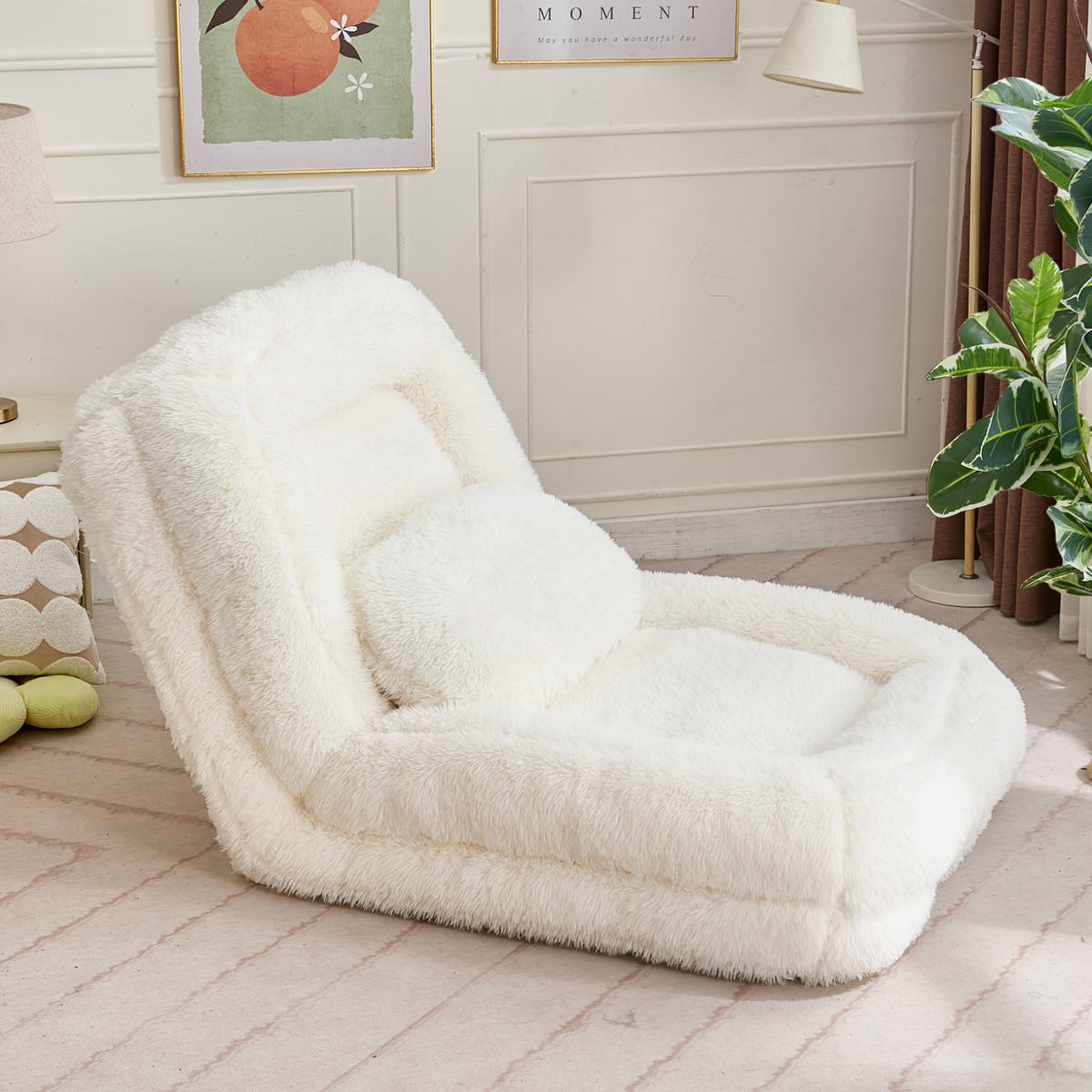 BODENSOFA mit 5-fach verstellbarer Rückenlehne 102 x 89 x 88 cm Beige - Beige, Kunststoff (89/88/102cm) - Beauniv