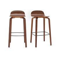 BARHOCKER Walnuss H68 cm 2er-Set OBRA - Braun, Holz (44/80.5/40cm) - Miliboo