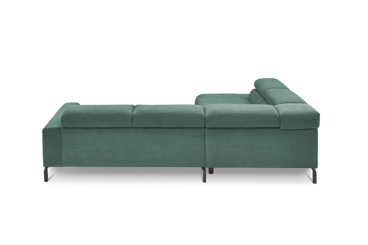 ECKSOFA DELIA Smaragdgrün Cord - Smaragdgrün/Schwarz, Textil/Metall (276/219cm) - KAWOLA