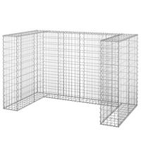 2ER Gabionen Mülltonnenbox ESOL | 110x180x100cm| Mülltonnenverkleidung für 2 Tonnen - Silberfarben, Metall (180/110/100cm) - DELUKE