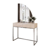 SCHMINKTISCH QUINNIE KASCHMIR mit LED-Spiegel Chrom rechts PUSH OPEN - Kaschmir/Silberfarben, Holzwerkstoff (100/175/42cm) - Lookway