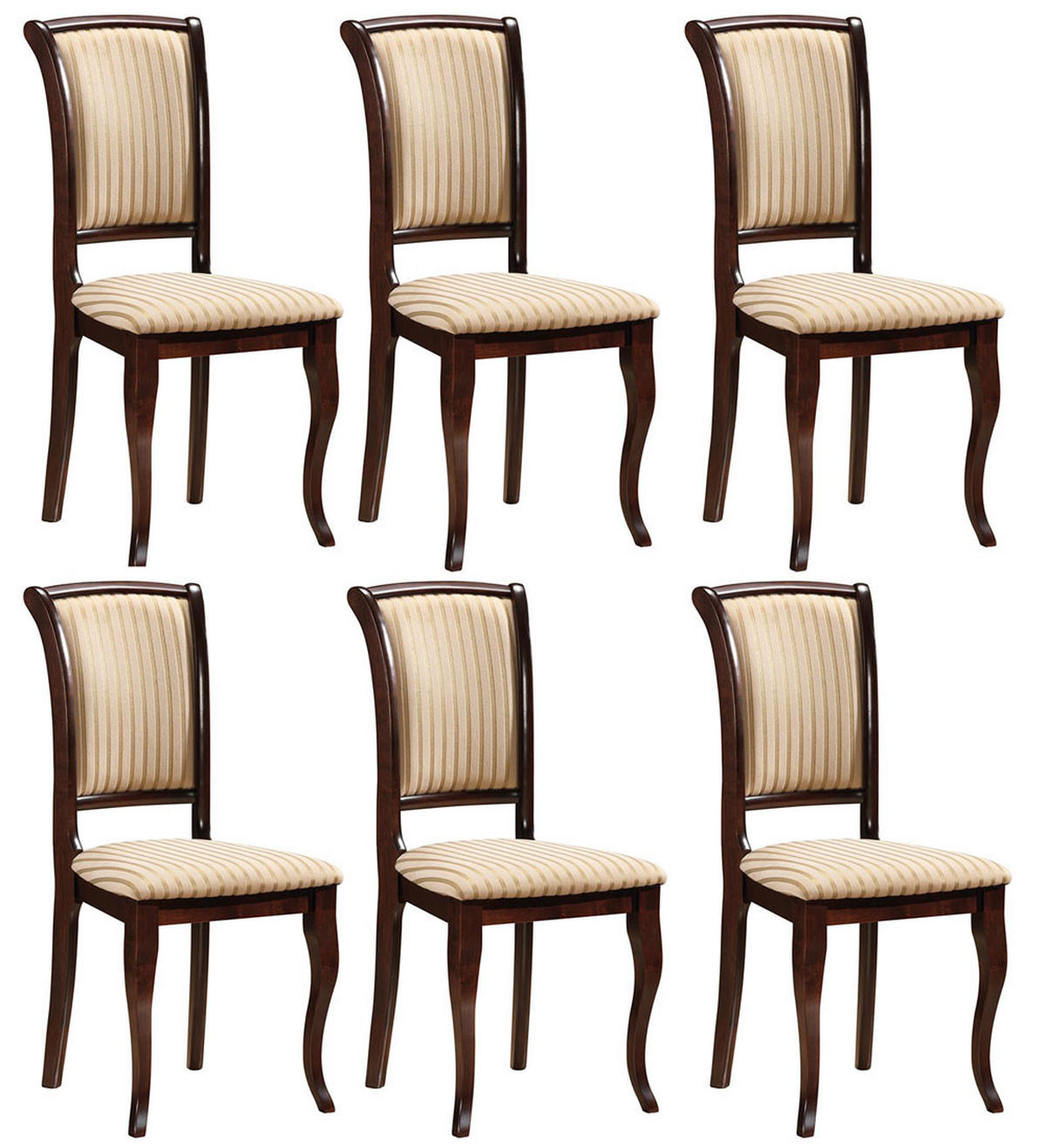 ESSZIMMERSTÜHLE Olivia 6-teilig Nussbaum dunkel / Beige - Beige/Braun, Holz (45/96/42cm) - Feldmann-Wohnen