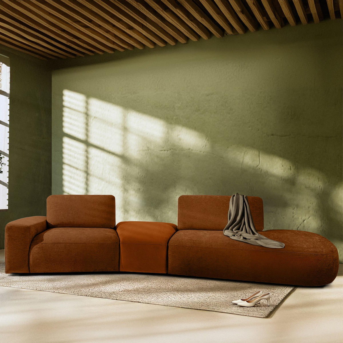 4-SITZER ECKSOFA ZUCCO Chenille rechts, Kupfer - Kupferfarben, Textil (350/84/105cm) - KONSIMO®