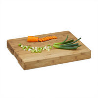 HACKBRETT Natur Bambus gestreift 45x35 cm - Hellbraun, Holz (45/35cm) - Relaxdays