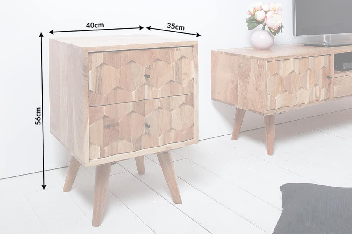 NACHTTISCH MYSTIC LIVING Akazie Natur 60cm - Braun, Holz (40/56/35cm) - riess-ambiente