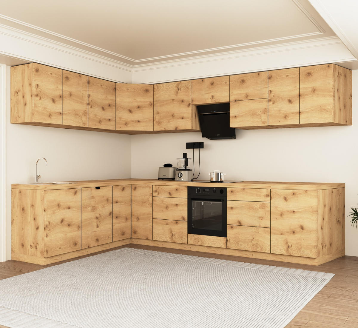 WINKELKÜCHE 320cm x 200cm- Langen KL15-M320 - in Artisan Eiche - Eiche Artisan, Holz (520/212/52cm)