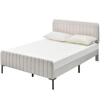ČALÚNENÁ posteľ 180/200 cm, ľan, sivobéžová, s nastaviteľným čelom a roštom - sivá, textil (180/200cm) - BEAOK