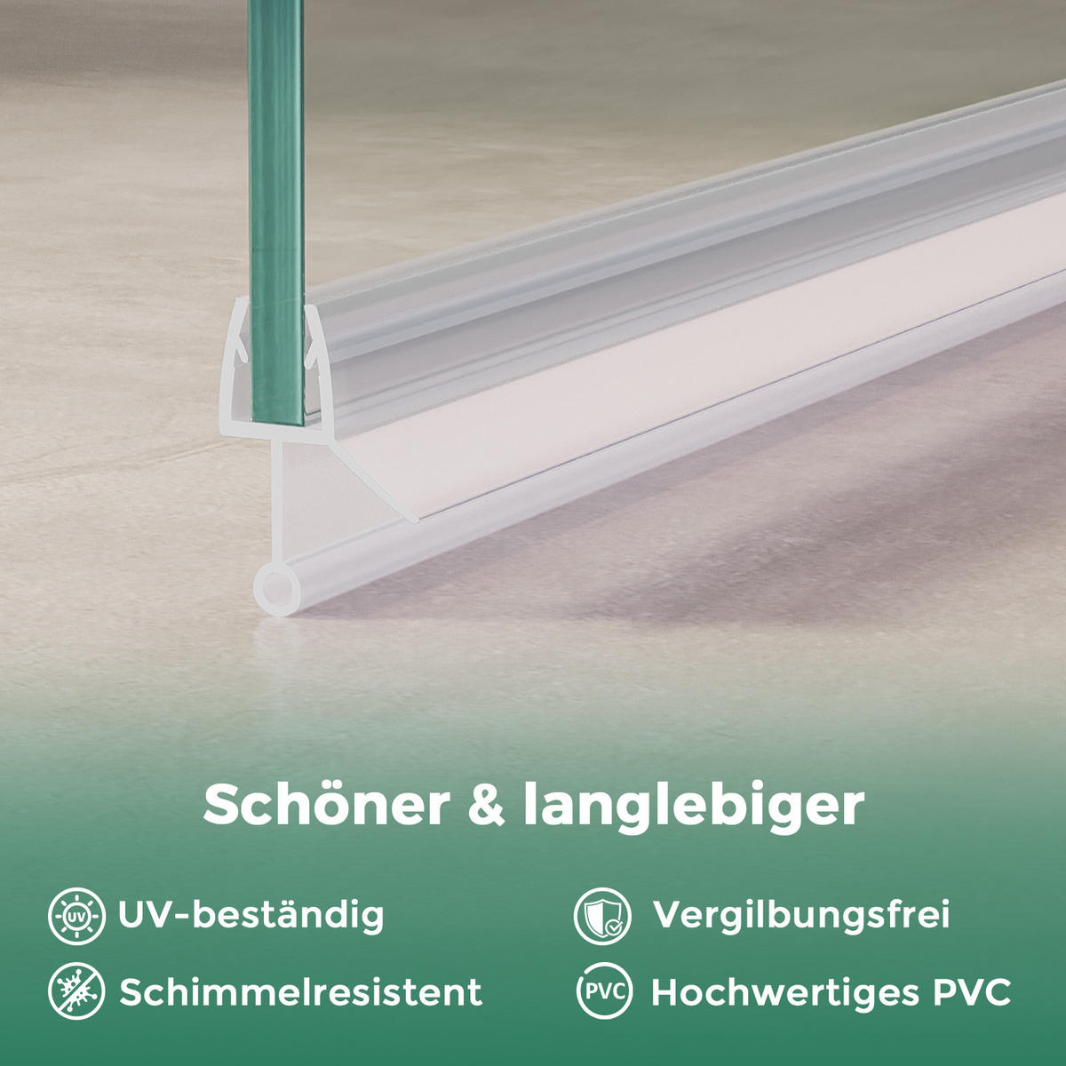 DUSCHDICHTUNG 100 cm für Duschtüren 4–6 mm transparent zuschneidbar - Transparent, Kunststoff (100/2.2cm) - S'AFIELINA