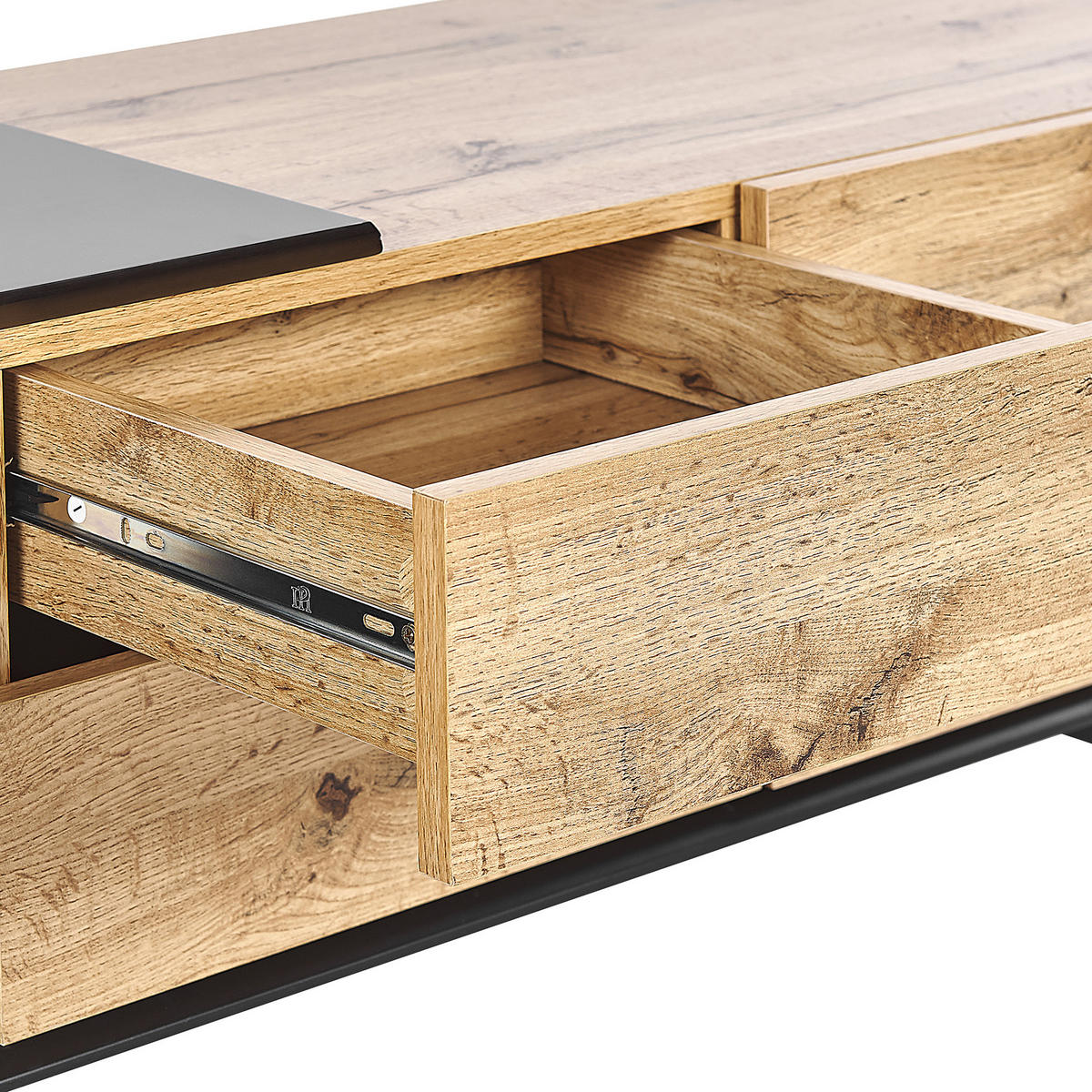 TV-MÖBEL Hellbraun, Schwarz FIORA 39/160/44 cm - Hellbraun, Holzwerkstoff (160/44/39cm) - Beliani