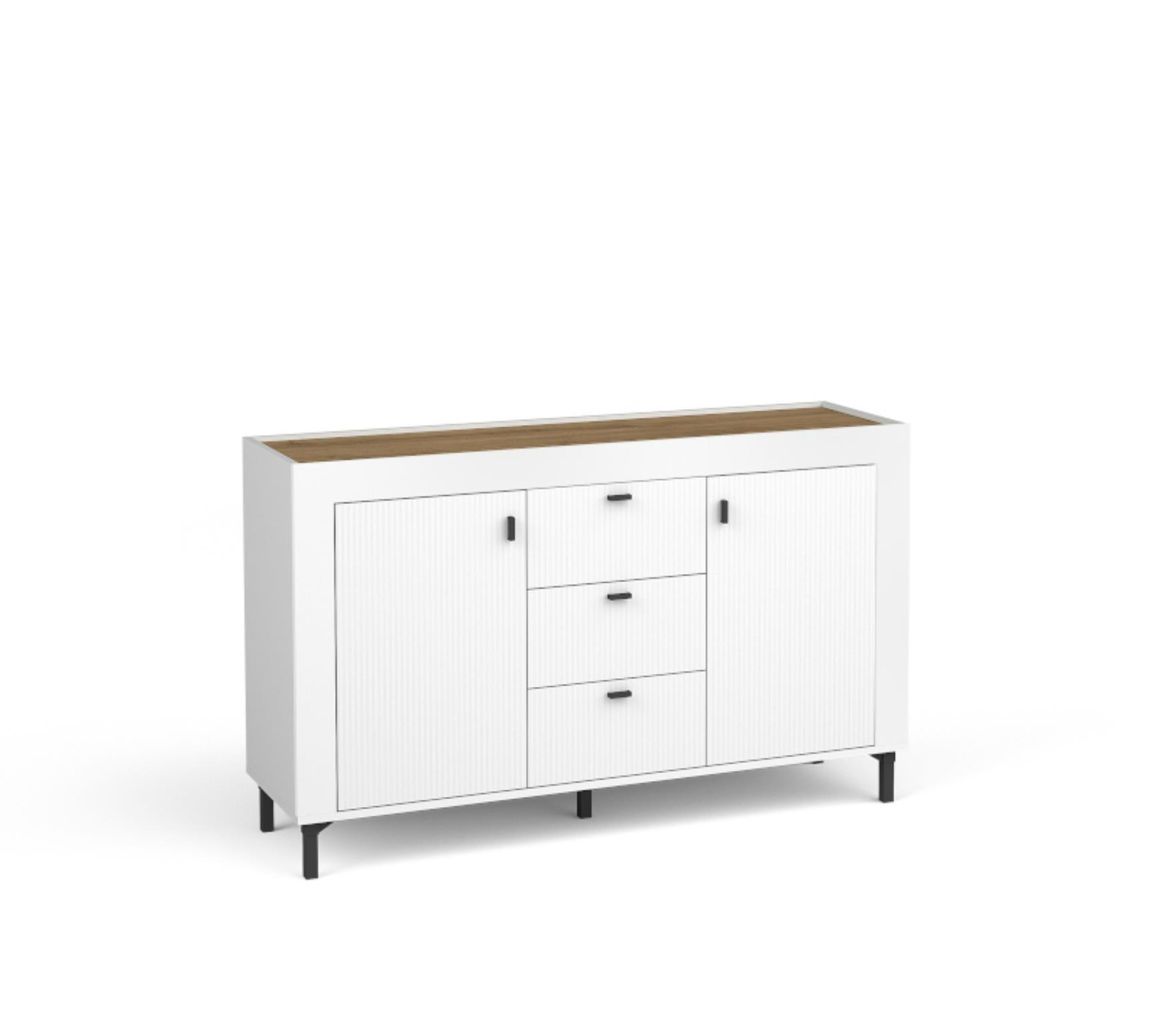 KOMMODE Mossa Weiß, Kombikommode mit Schubladen - Schwarz/Weiß, Holzwerkstoff (137/84/40cm) - Bettso