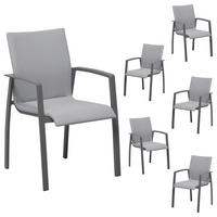 GARTENSTUHL VERANO 6ER-SET - Grau, Textil (57/89/62cm) - IDIMEX