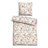 BETTWÄSCHE-GARNITUR Mikrofaser Blümchen rubin, 155x220 cm + 80x80 cm - Dunkelrot, Textil (155/220cm) - Castell