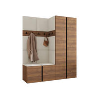 GARDEROBEN-SET Orion III - Beige/Nussbaumfarben, Holzwerkstoff/Kunststoff (158/186/46cm) - MIRJAN24