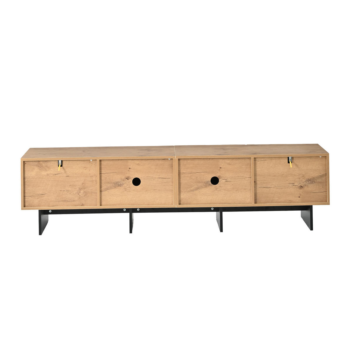 TV-BÄNK Naturträoptik 180 cm för 75 tums TV med 4 våffelmönstrade dörrar - Naturfärgad, Träbaserade material (180/45/38.5cm) - Urban Meuble