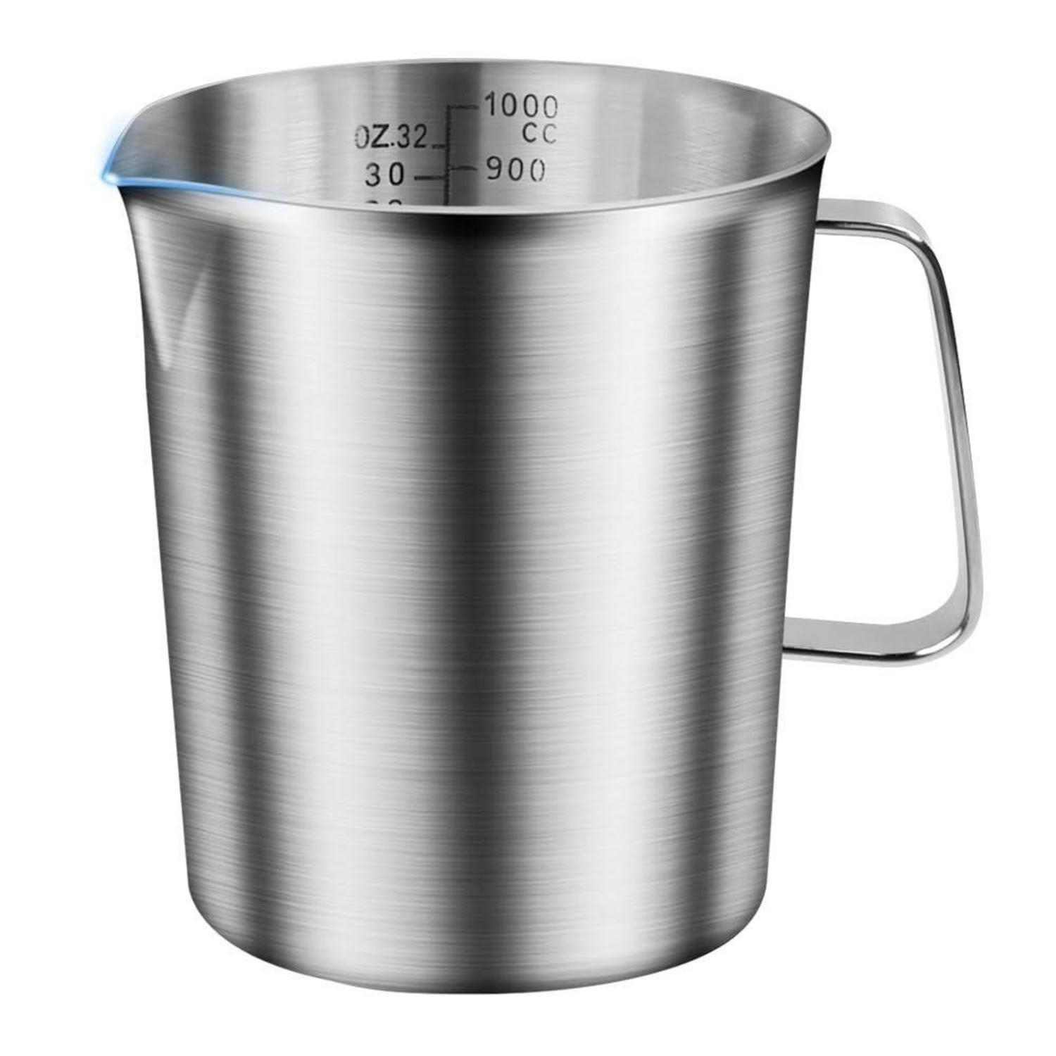 MESSBECHER 1000 ml Edelstahl mit Skala - Silberfarben, Metall (1L)