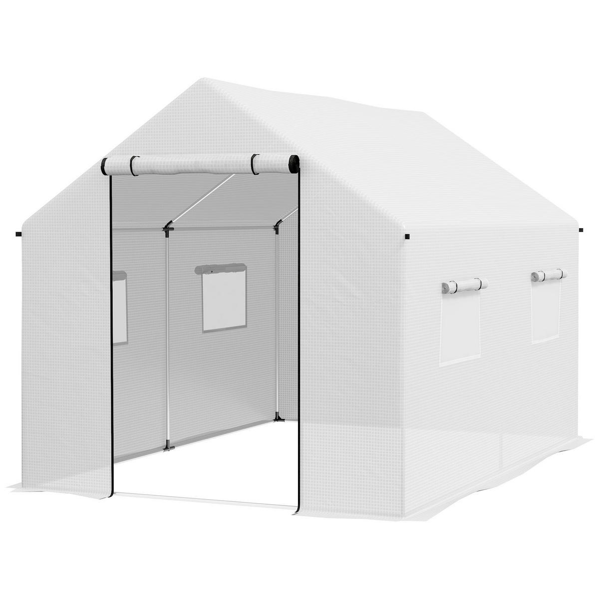 GEWÄCHSHAUS DE-11971 6 m² mit Tür & 4 Fenstern Weiß - Weiß, Kunststoff (300/200/200cm) - ComfortXL