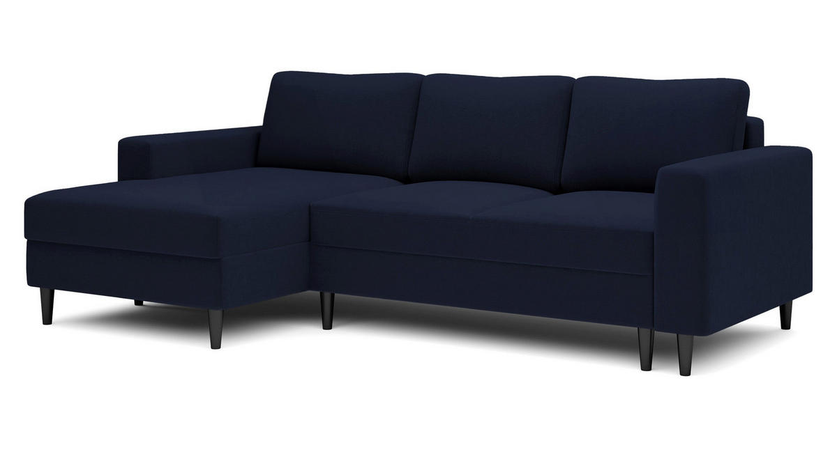 ECKSOFA Nalika Dunkelblau Velours - Schwarz/Dunkelblau, Holz/Textil (230/143cm) - Selsey
