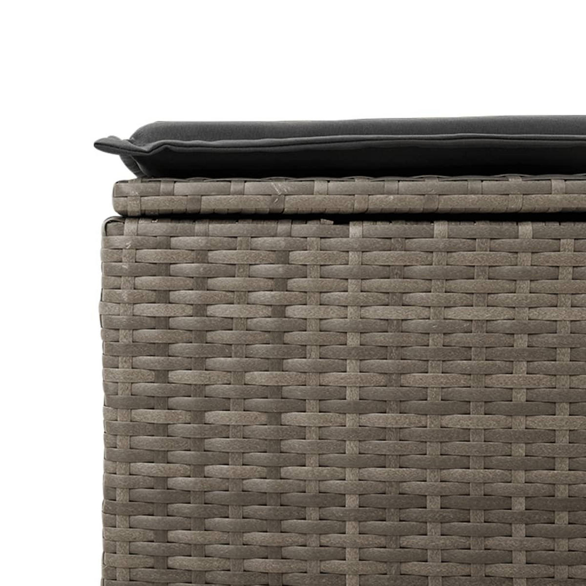 GARTENHOCKER Mit Kissen Grau 55/55/37 Cm Poly Rattan - Grau, Kunststoff (55/37/55cm) - vidaXL
