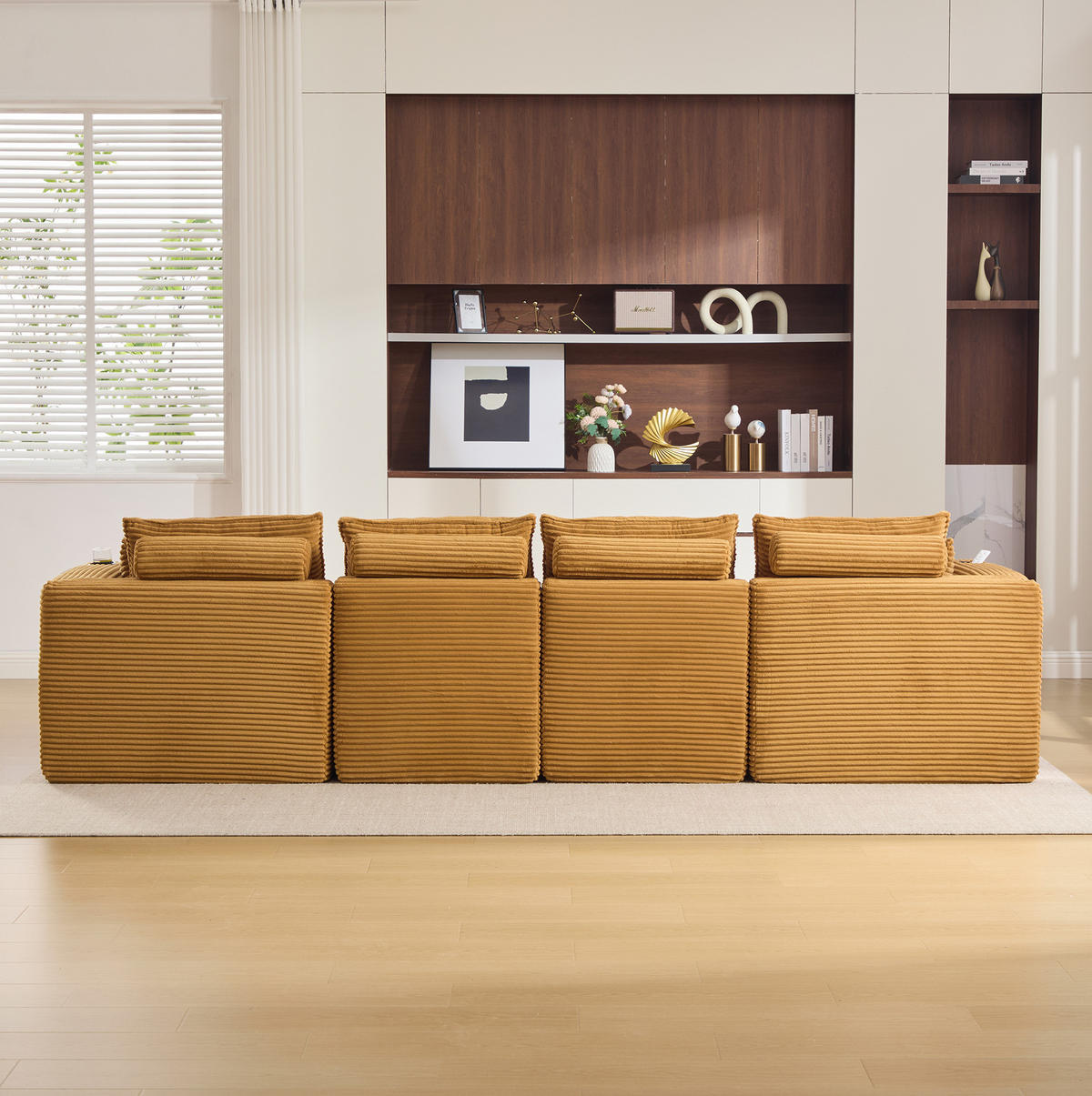 SOFA modular ca. 322 x 161 x 75 cm Cord Orange - Orange, Kunststoff (161/75/256cm) - Meubliv