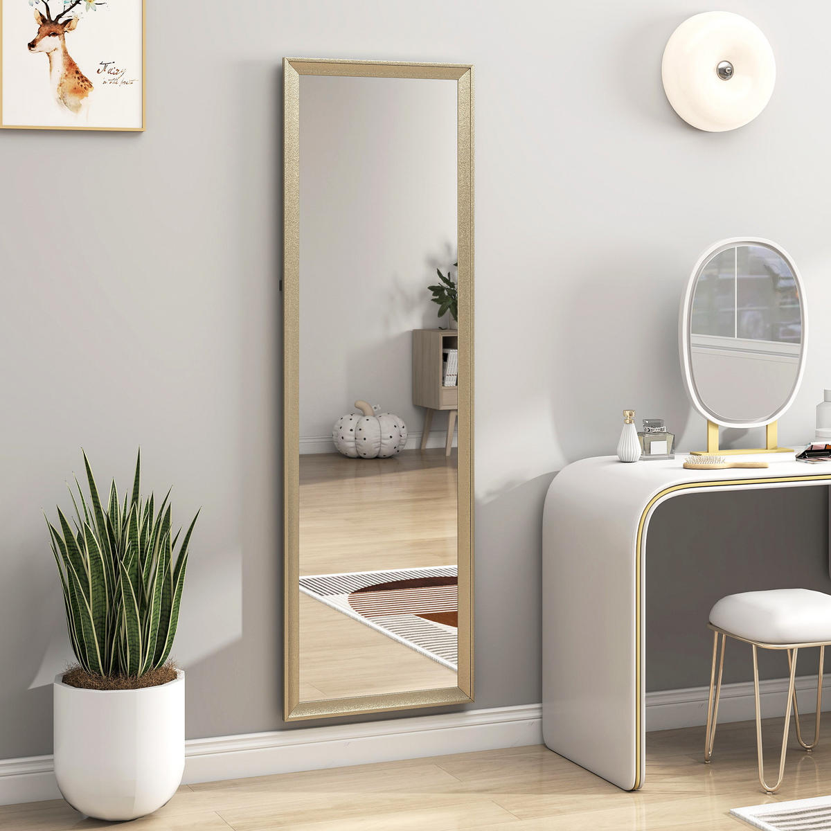 GANZKÖRPERSPIEGEL 160 x 50 cm Rechteckig Standspiegel mit Metalloptik, Gold - Goldfarben, Kunststoff (50/160/4cm) - HOMCOM