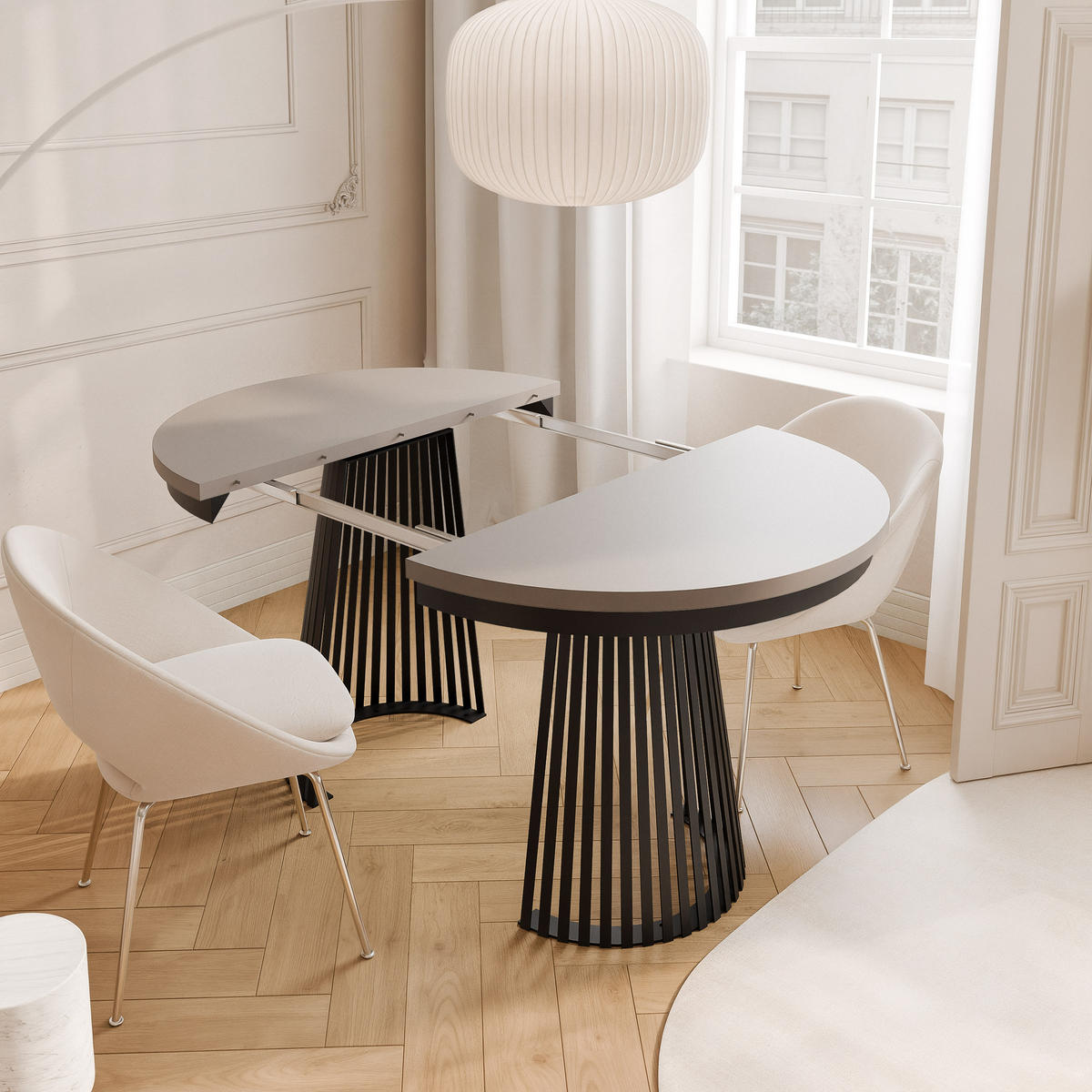AUSZIEHTISCH AUREA 100-180/75 cm, Schwarz / Lehmgrau - Greige/Schwarz, Holzwerkstoff/Metall (100/100/75cm) - Idohome