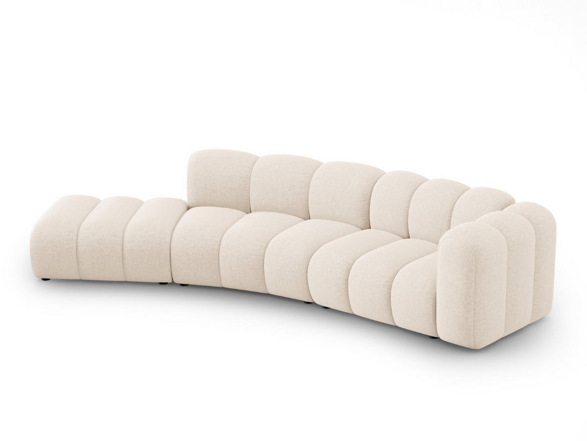 SOFA modular links Lupine aus Chenille-Stoff leichtes beige 5 Sitzplätze - Creme, Textil (166/70/335cm) - Micadoni