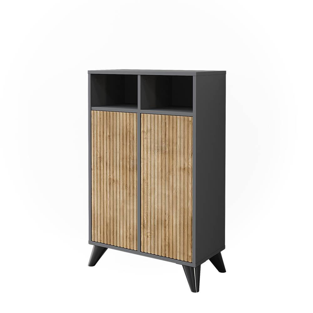 MIDISCHRANK Leano Anthrazit/Bergeiche 60 x 97 cm mit 2 Türen - Anthrazit, Holzwerkstoff (60/97/30cm) - Vicco