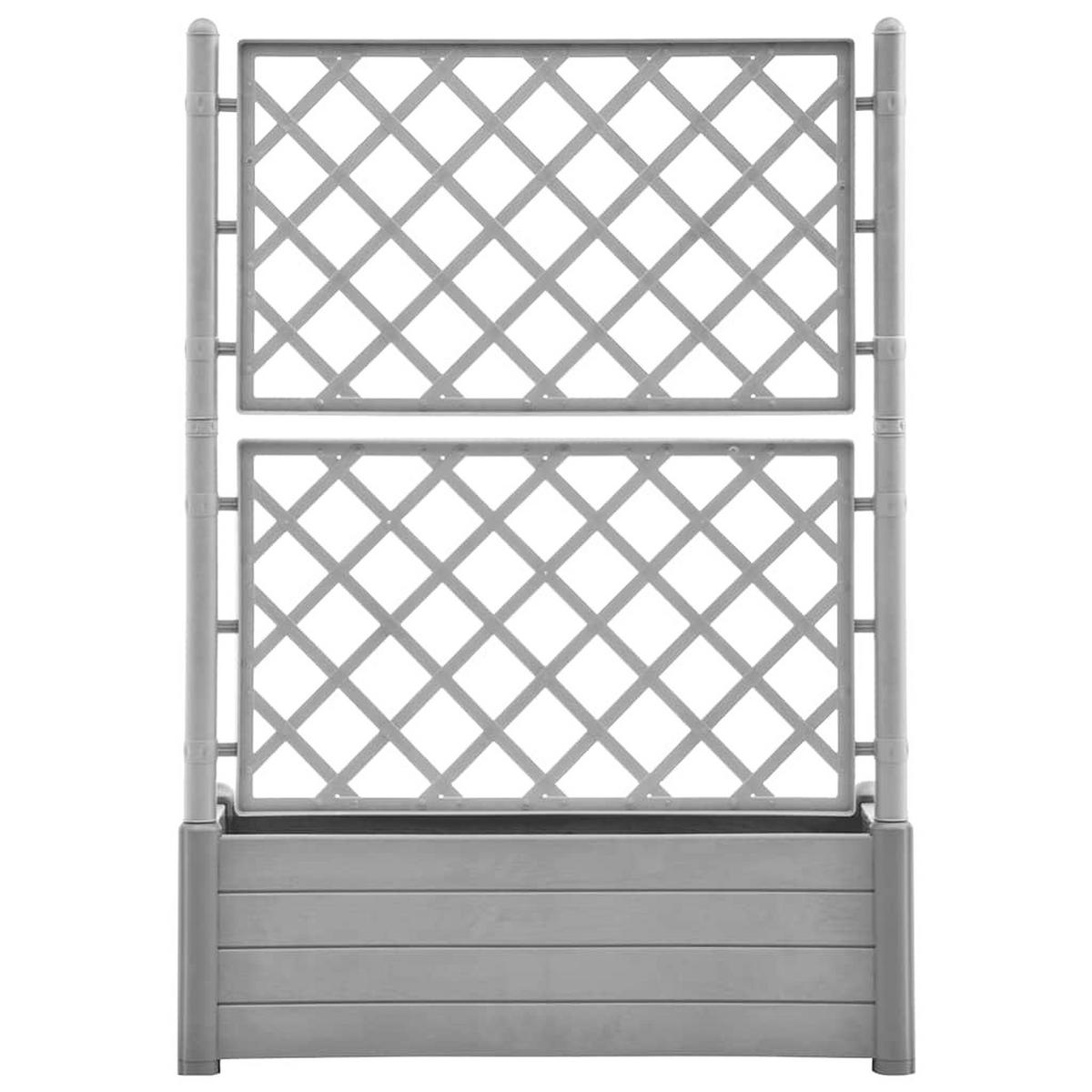 PFLANZKÜBEL Mit Spalier 100/43/142 Cm PP Steingrau - Grau, Kunststoff (100/142/43cm) - vidaXL