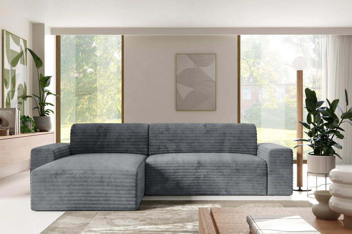 ECKSOFA mit Schlaffunktion Grau - Schwarz/Grau, Holz/Holzwerkstoff (300/185cm) - Furnisell