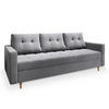 BETTSOFA MILO Hellgrau Plüsch-Stoff mit Schlaffunktion - Hellgrau, Textil (220/93/87cm) - MASSENO