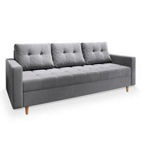 BETTSOFA MILO Hellgrau Plüsch-Stoff mit Schlaffunktion - Hellgrau, Textil (220/93/87cm) - MASSENO