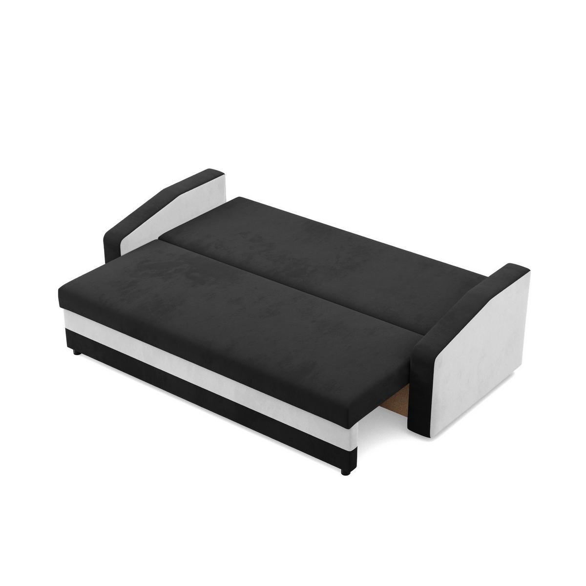 SOFA 3-SITZER MIT SCHLAFFUNKTION ORION, Schwarz + Weiß - Schwarz/Weiß, Textil (220/85/92cm)