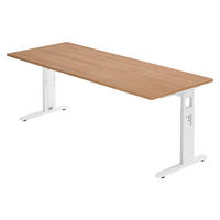 SCHREIBTISCH Serie-O 80/200/74 cm in Nussbaumfarben/Weiß - Nussbaumfarben/Weiß, Holzwerkstoff (80/200/74cm) - bümö