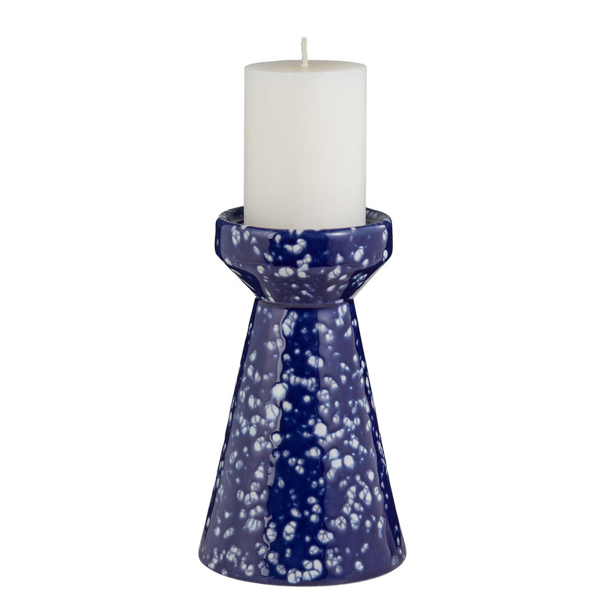 KERZENHALTER Speckle für Stumpenkerzen - Blau, Keramik (12/20/12cm) - BUTLERS
