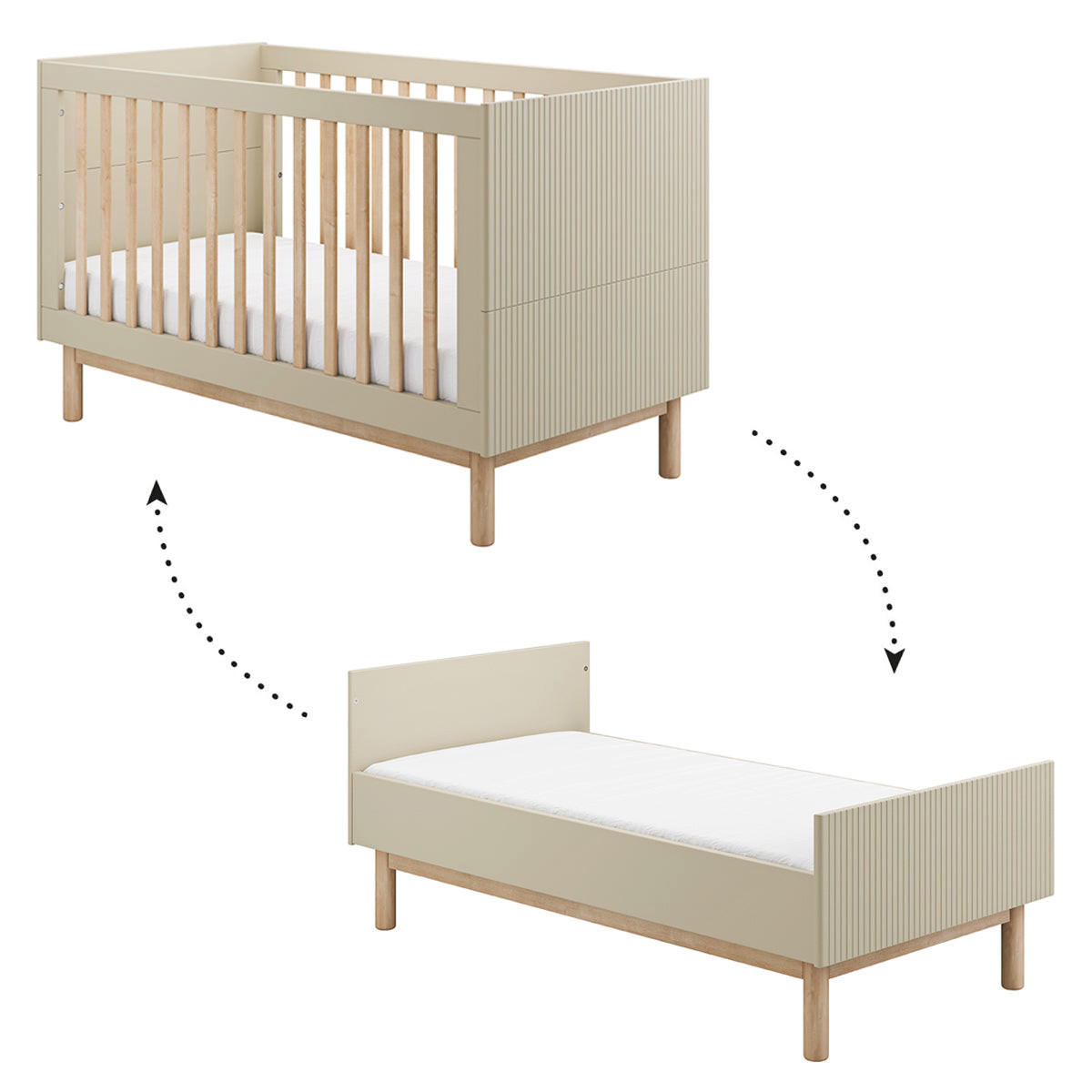 SOBA ZA BEBE 2-dijelniMiloo Šampanjac - bež, drvni materijal (143.5/87.5/75cm) - Petits-meubles