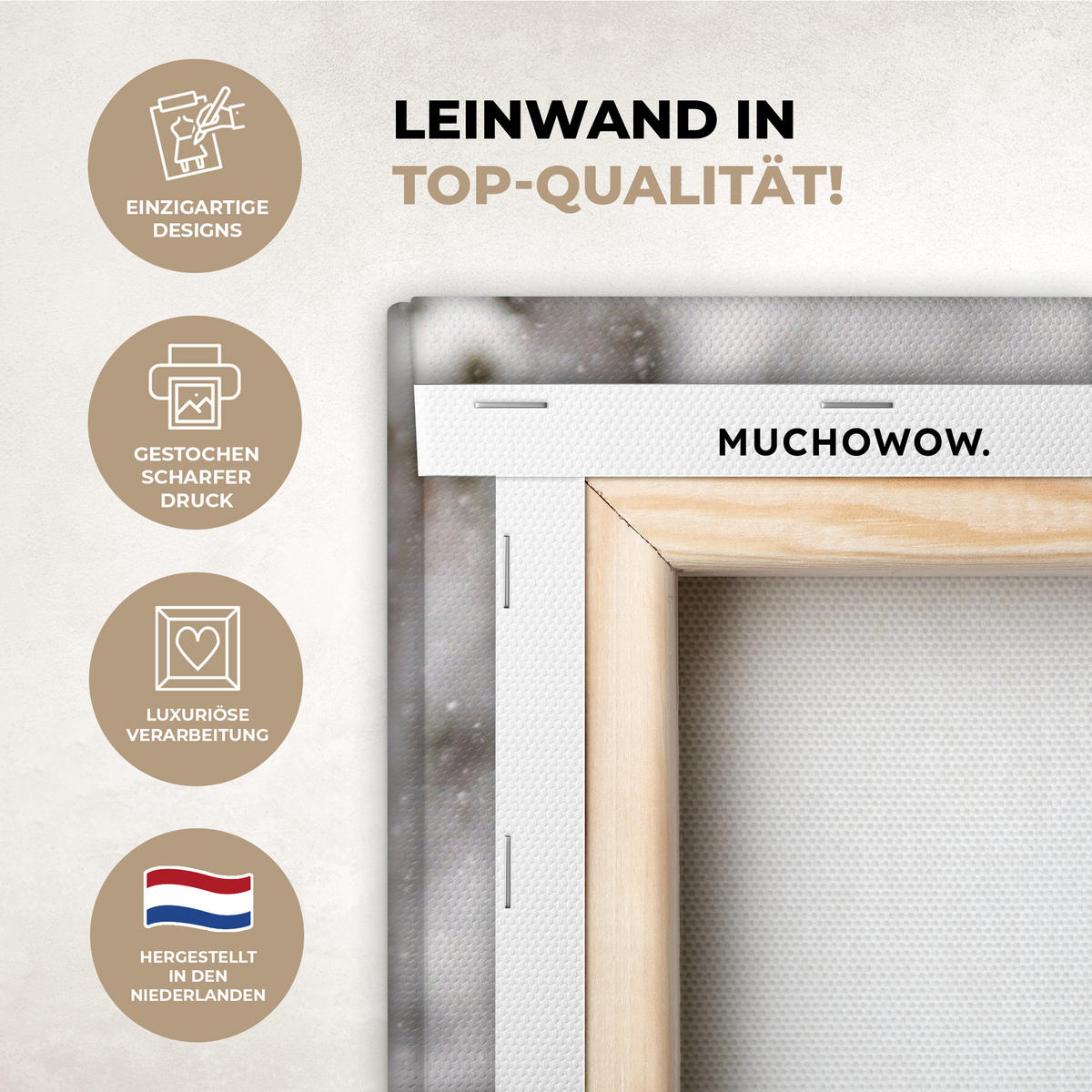 LEINWANDBILD Wolf - Winter - Schnee - Natur - Tiere 30x40 cm - Haselnussfarben, Textil (30/40cm) - MuchoWow