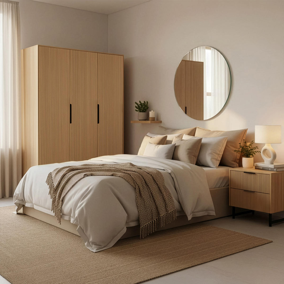 NACHTTISCH NYLA - Natur/Schwarz - Schwarz/Naturfarben, Holz (45/61/39cm) - Home Deluxe