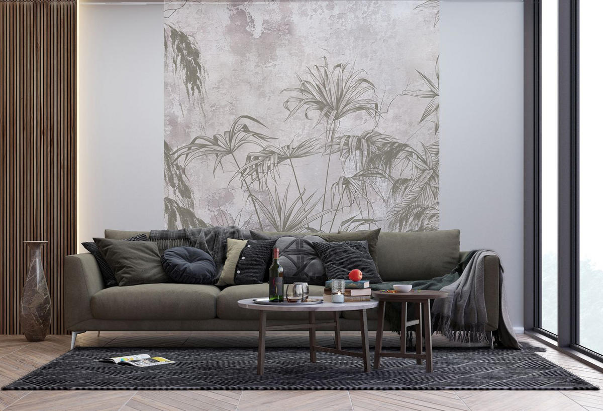 FOTOTAPETE tropische Pflanzen 270 x 225 cm - Grau, Papier (270/225cm) - Sanders & Sanders