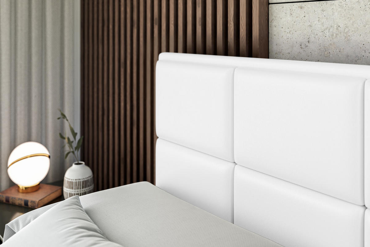 BOXBETT mit Matratze H3 und Lattenrost - NOVA - 160x200 Weiß Hochglanz - Weiß Hochglanz, Holzwerkstoff (160/200cm) - ALTDECOR