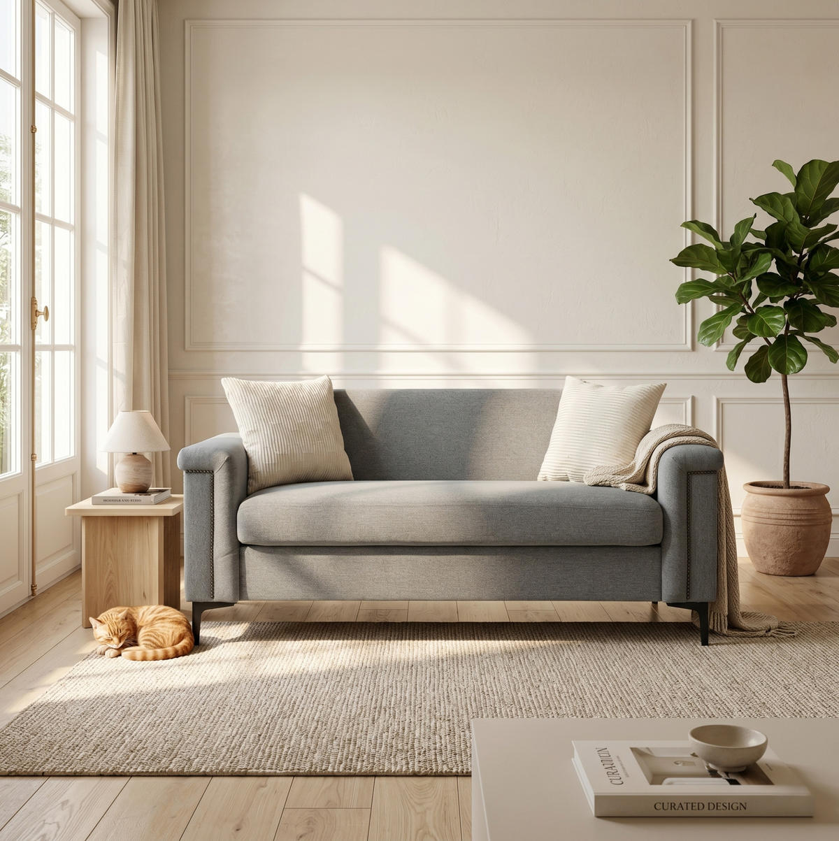 SOFA 2-Sitzer mit Metallfüßen Light Grey - Hellgrau, Holz (73.5/81.5/172cm) - Meubliv