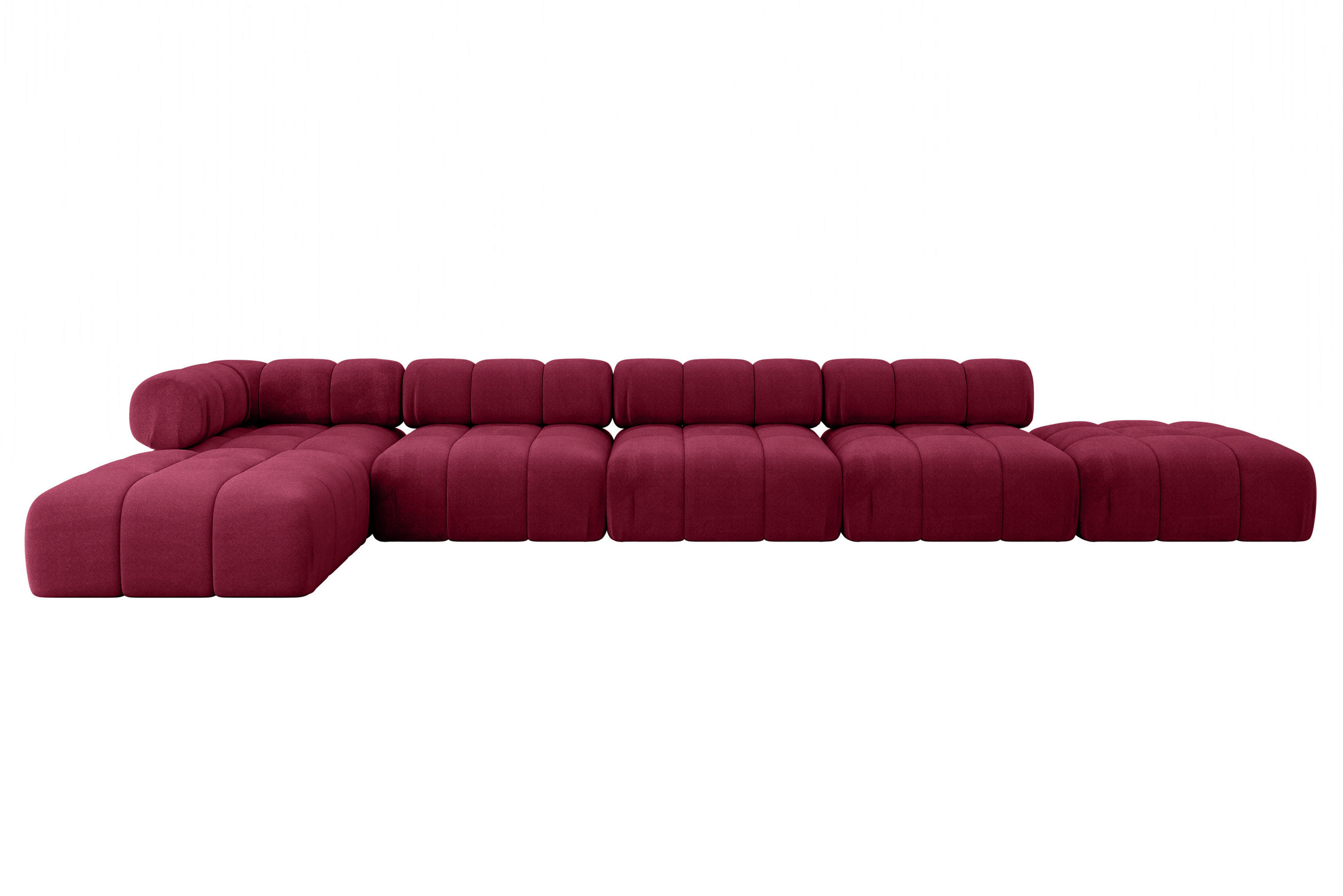 ECKSOFA modulares Sofa Kerru-L3 - 475x190x70 cm Bordeauxrot Velours - Bordeaux, Holzwerkstoff/Textil (475/190cm) - ALTDECOR