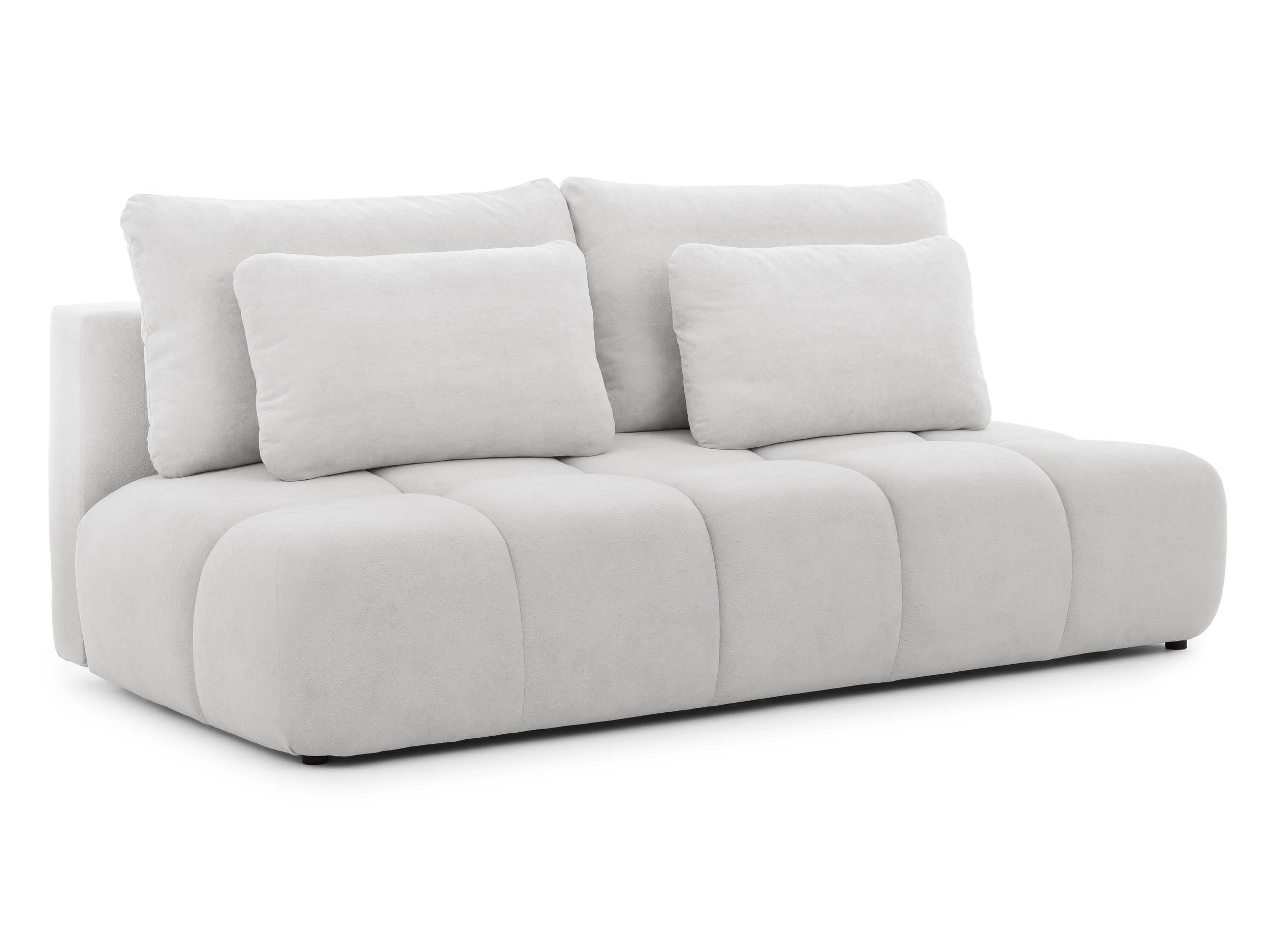 ROZKLÁDACÍ POHOVKA Belluno z kvalitní světle šedé plyšové potahové látky s úložným prostorem a hlubokým prošíváním v designu Bubble. - černá/světle šedá, dřevo/textil (205/87/105cm) - S-Style