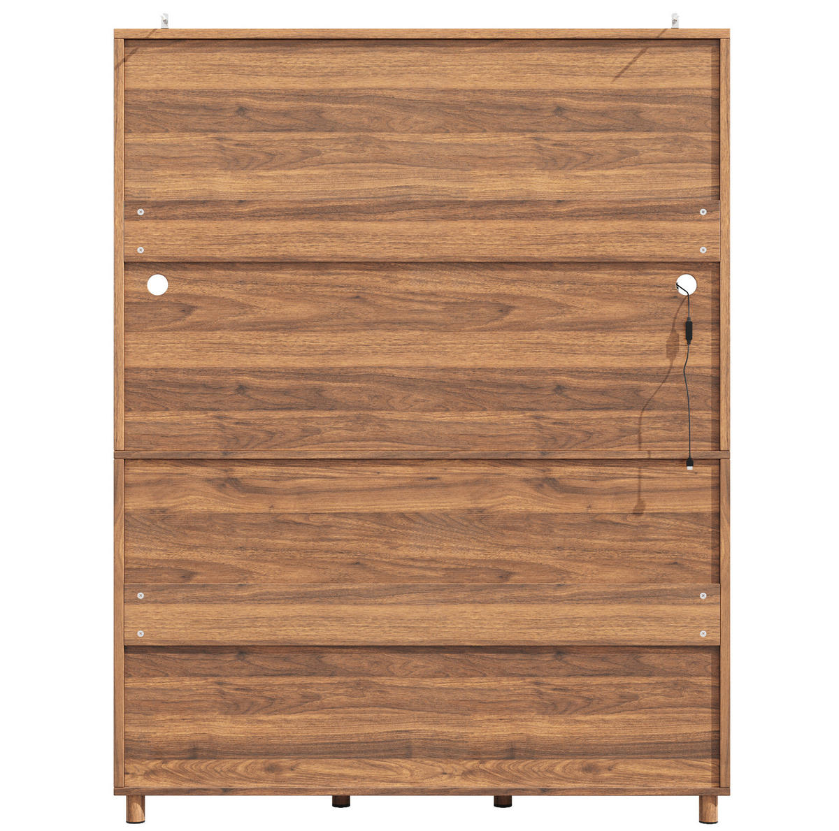BUFFET aus MDF und Glas 140x40x185 cm Walnussbraun mit LED-Beleuchtung, USB-Anschluss und Schiebetüren - Braun, Glas (140/185/40cm) - Modfu