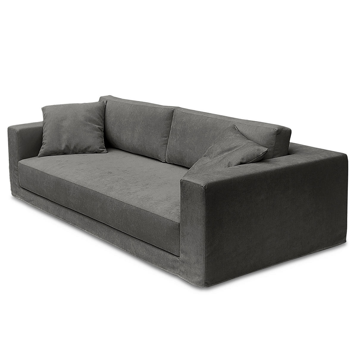 BIGSOFA mit Wechselbezug - Webstoff - Dunkelgrau/Schwarz, Kunststoff/Textil (265/63/122cm) - home24