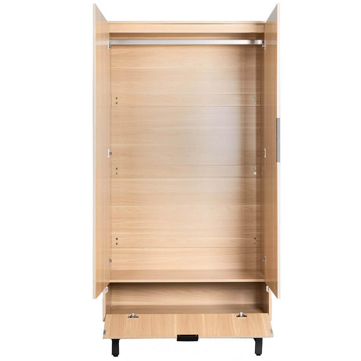KLEIDERSCHRANK NYLA - Natur/Schwarz, 100 x 200 cm - Naturfarben, Holzwerkstoff (100/200/40cm) - Home Deluxe