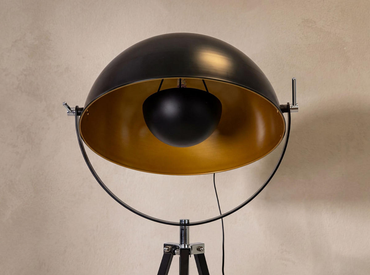 STEHLEUCHTE aus schwarzem Stahl und poliertem goldfarbenem Stahl - Goldfarben/Schwarz, Metall (57/61/171cm) - The Lumine