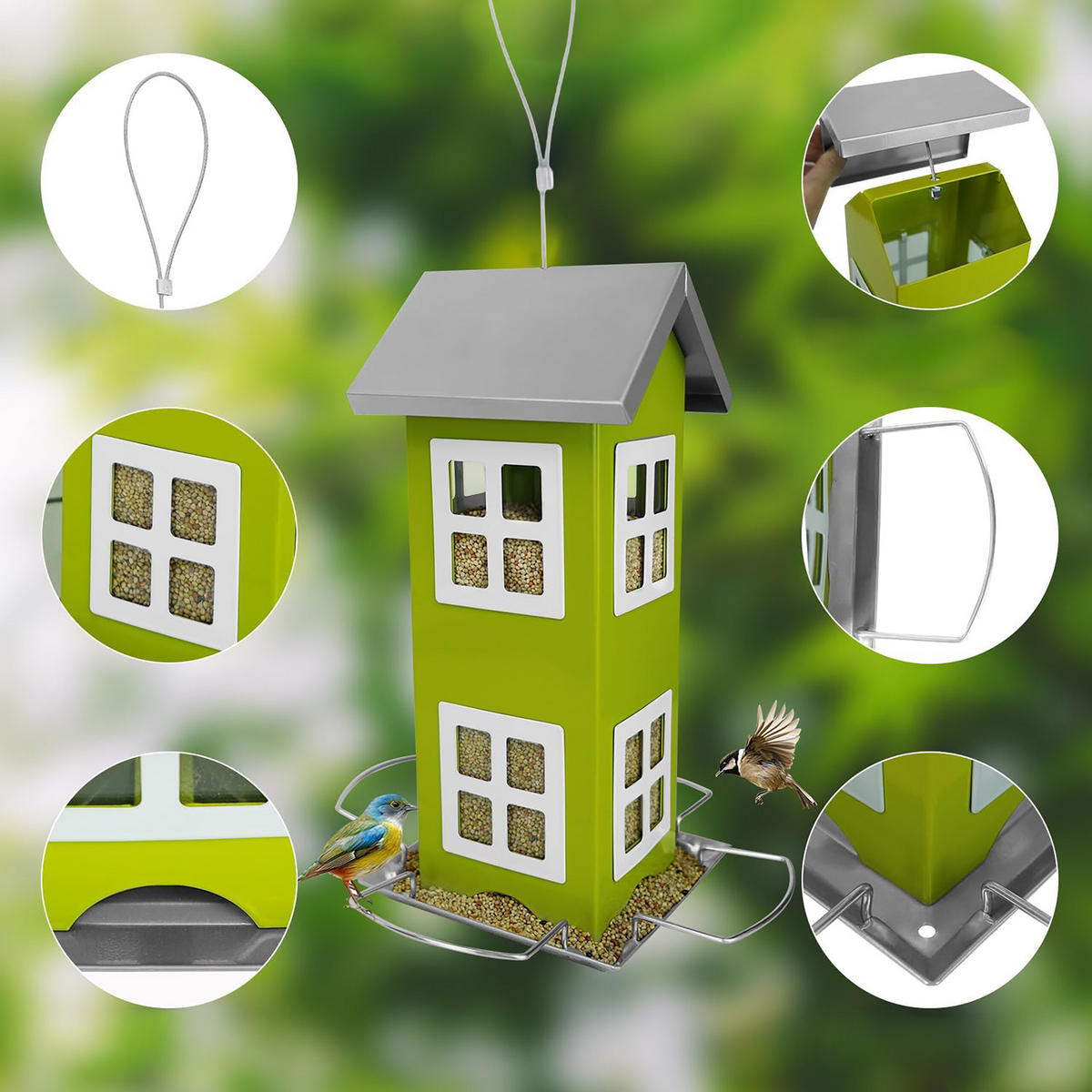 VOGELHAUS - Grün, Metall (12/26/12cm) - Relaxdays