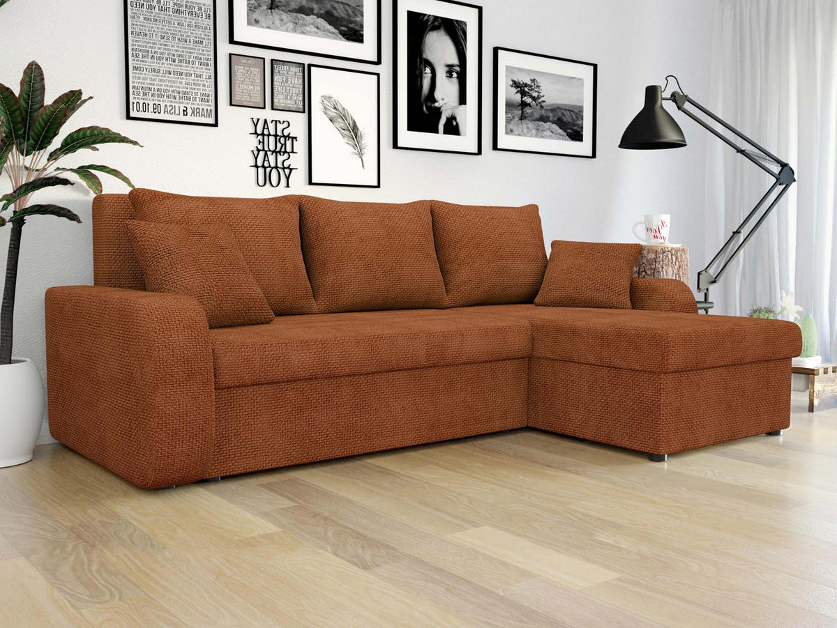 ECKSOFA Kris Lux - Schwarz/Bronzefarben, Holz/Kunststoff (238/147cm) - MIRJAN24